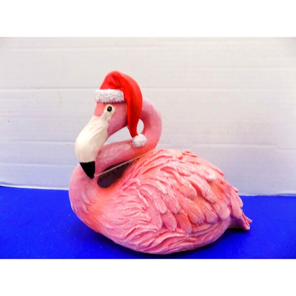 NEW Christmas Santa Flamingo Statue Figurine Florida Coastal Beach Casey Key - Picture 1 of 6